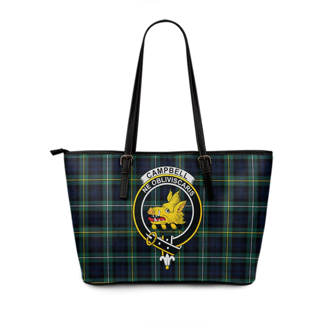 Campbell of Argyll Modern 2 Clan Badge Tartan Leather Tote Bag