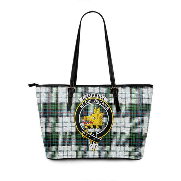 Campbell of Cawdor Dress Ancient 2 Clan Badge Tartan Leather Tote Bag