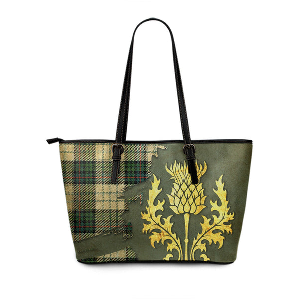 Campbell of Cawdor Dress Ancient Tartan Leather Tote Bag Thistle Oldest Style