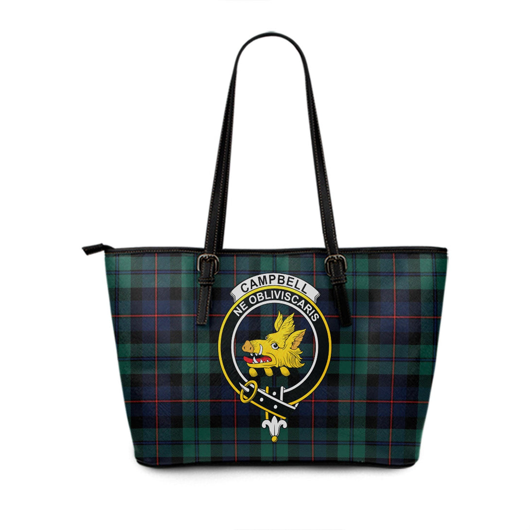 Campbell of Cawdor Modern 2 Clan Badge Tartan Leather Tote Bag