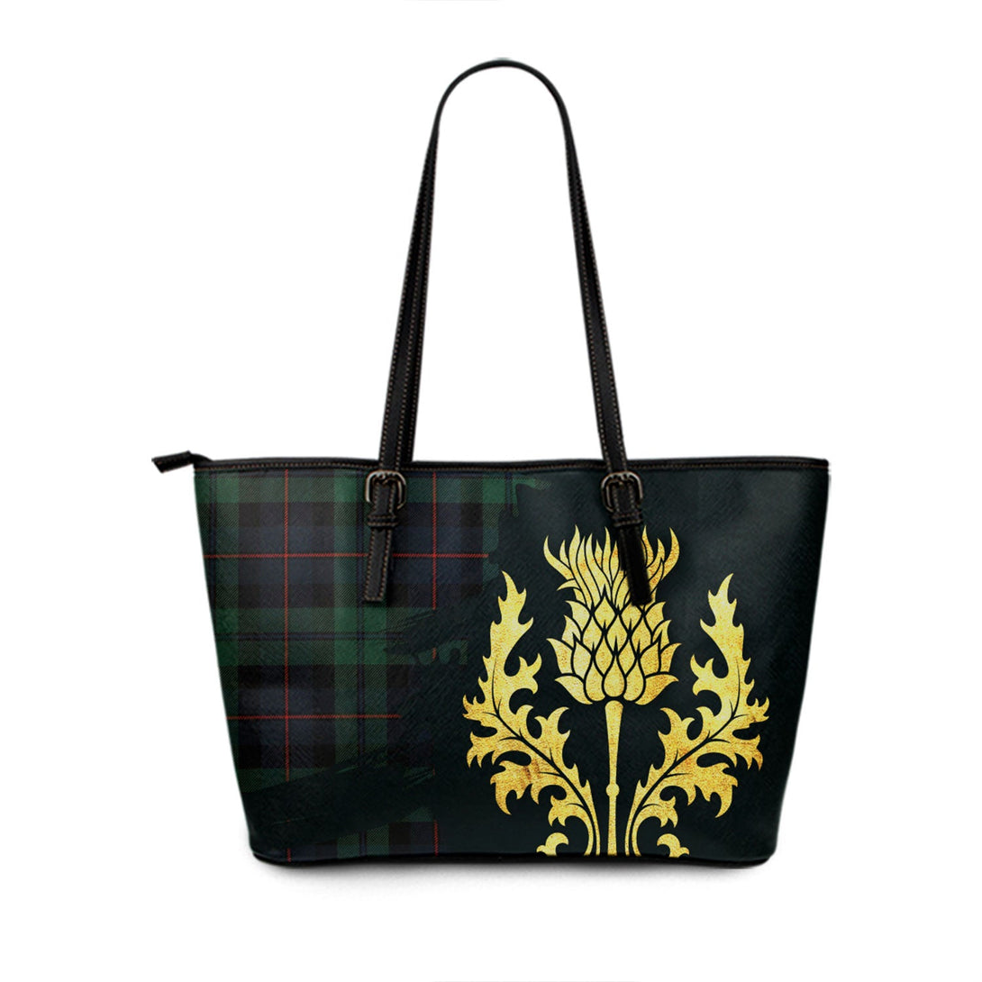 Campbell of Cawdor Modern 2 Tartan Leather Tote Bag Thistle Oldest Style