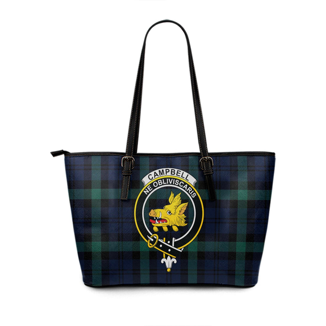 Campbell of Glenlyon Modern 2 Clan Badge Tartan Leather Tote Bag