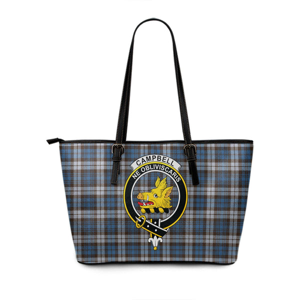 Campbell of Inveraray Modern 2 Clan Badge Tartan Leather Tote Bag