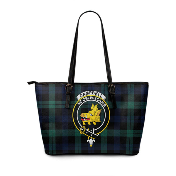 Campbell of Lochawe Modern 2 Clan Badge Tartan Leather Tote Bag