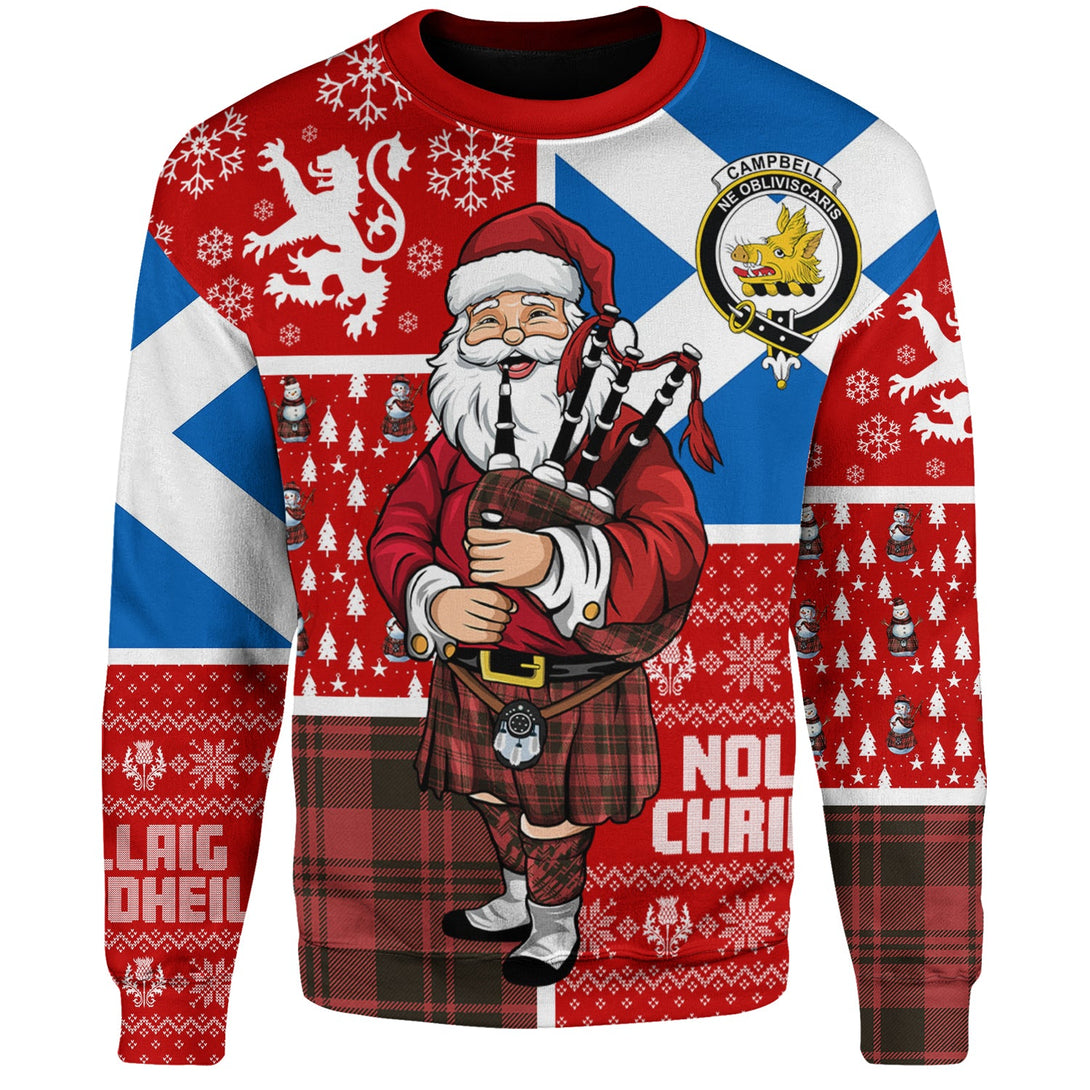 Campbell of Lochlane Weathered 2 Clan Badge Tartan Sweatshirt Scotland Christmas Santa