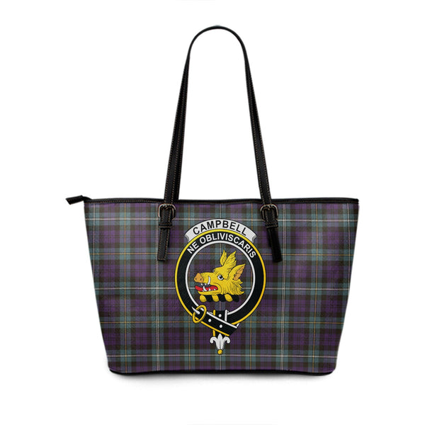 Campbell of Loudon (Campbell Louden) Weathered 2 Clan Badge Tartan Leather Tote Bag