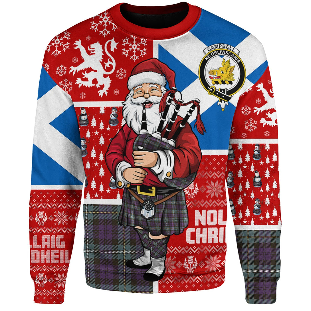 Campbell of Loudon (Campbell Louden) Weathered 2 Clan Badge Tartan Sweatshirt Scotland Christmas Santa