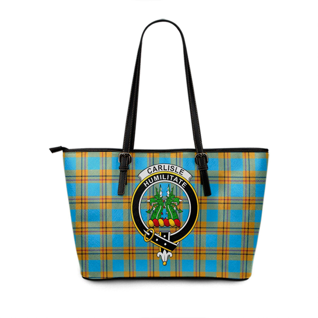 Carlisle (Carlill) Ancient Clan Badge Tartan Leather Tote Bag