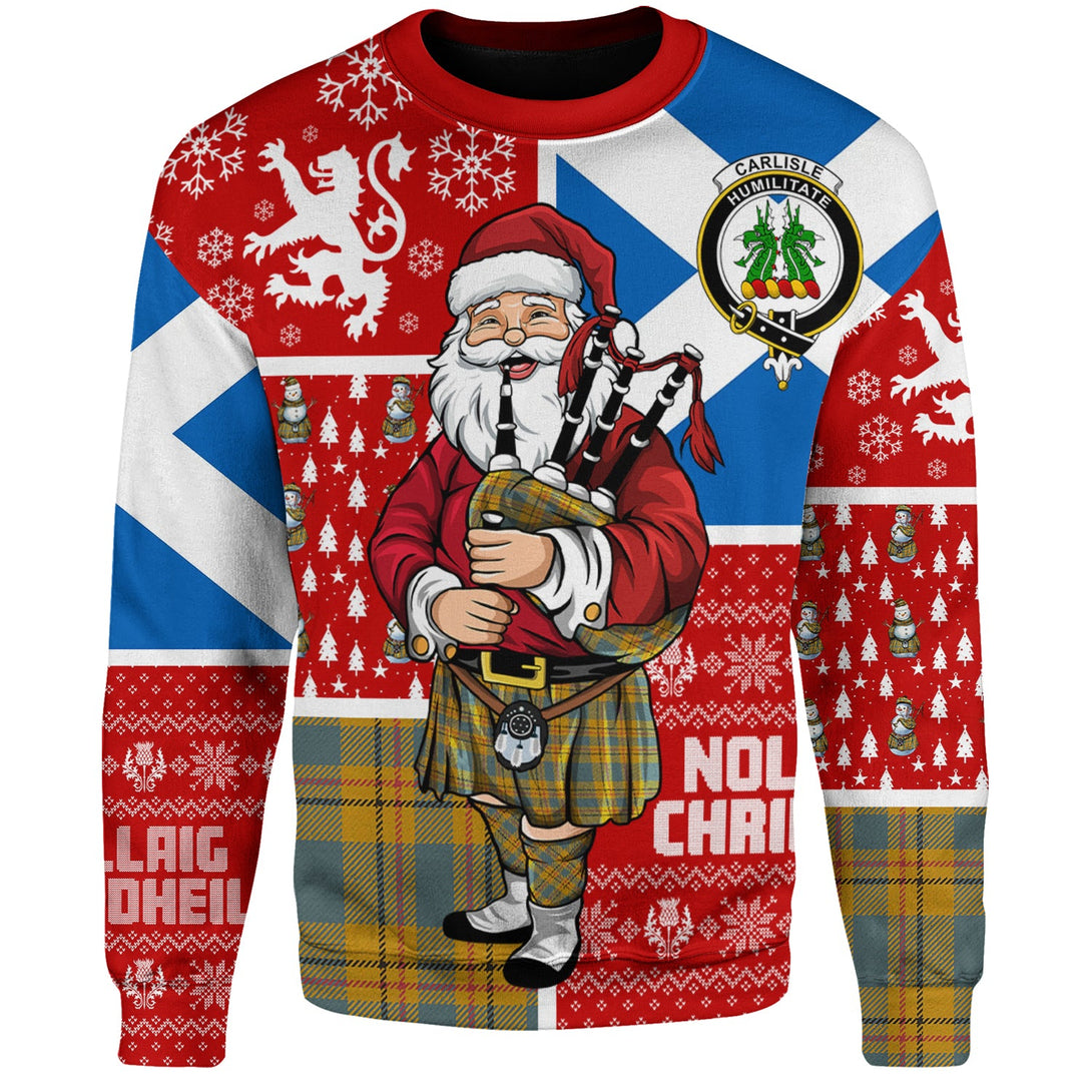 Carlisle (Carlill) Weathered Clan Badge Tartan Sweatshirt Scotland Christmas Santa