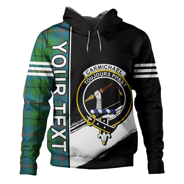 Carmichael Ancient Clan Badge Tartan Hoodie Quarter Style Personalized