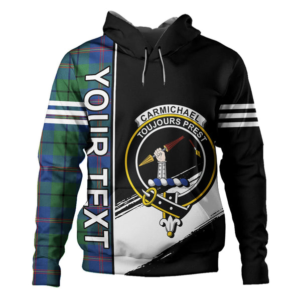 Carmichael Modern Clan Badge Tartan Hoodie Quarter Style Personalized