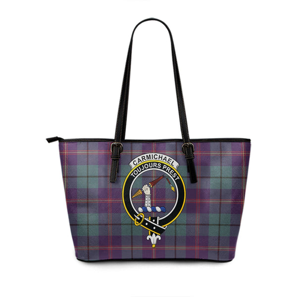 Carmichael Weathered 2 Clan Badge Tartan Leather Tote Bag