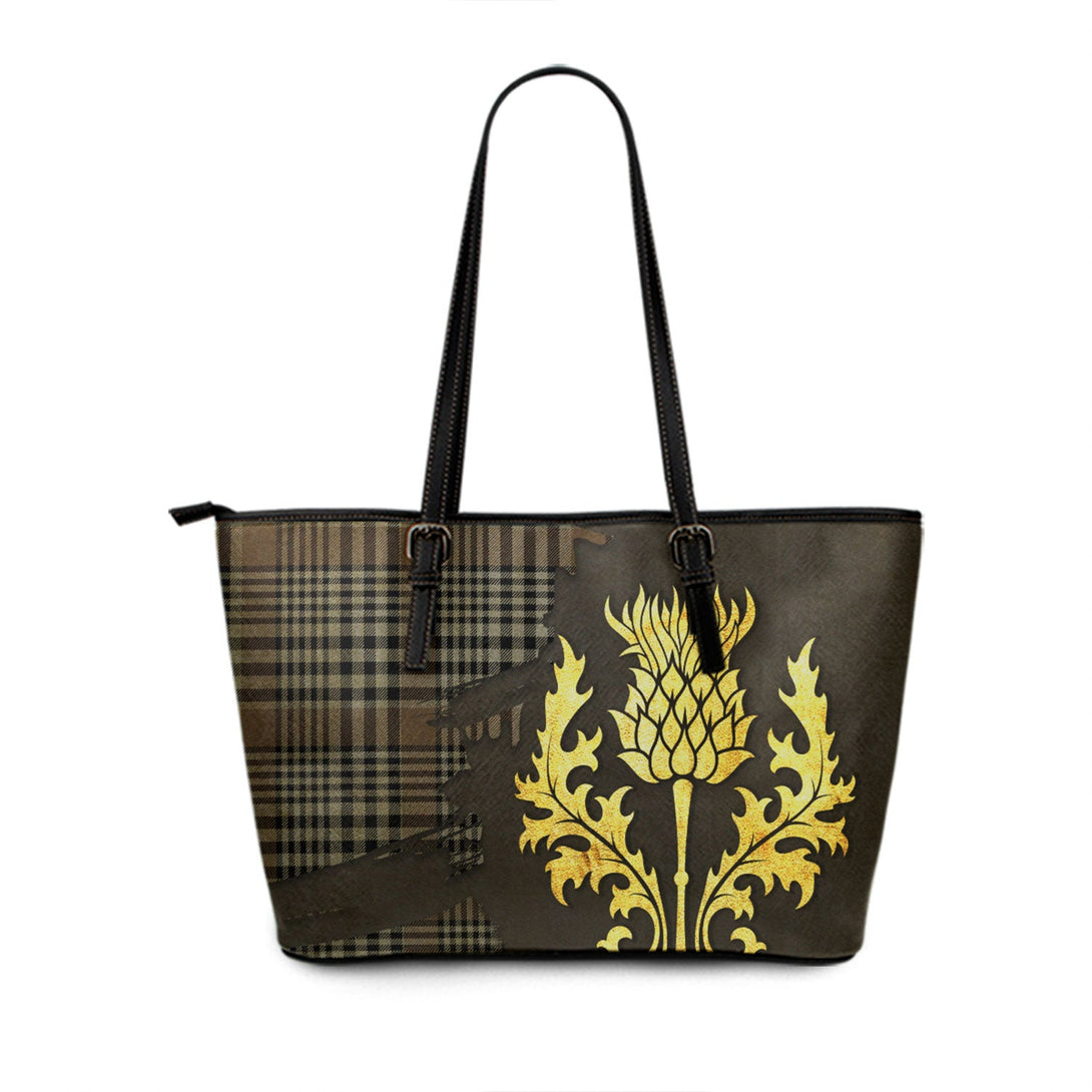 Carnegie Check Ancient Tartan Leather Tote Bag Thistle Oldest Style