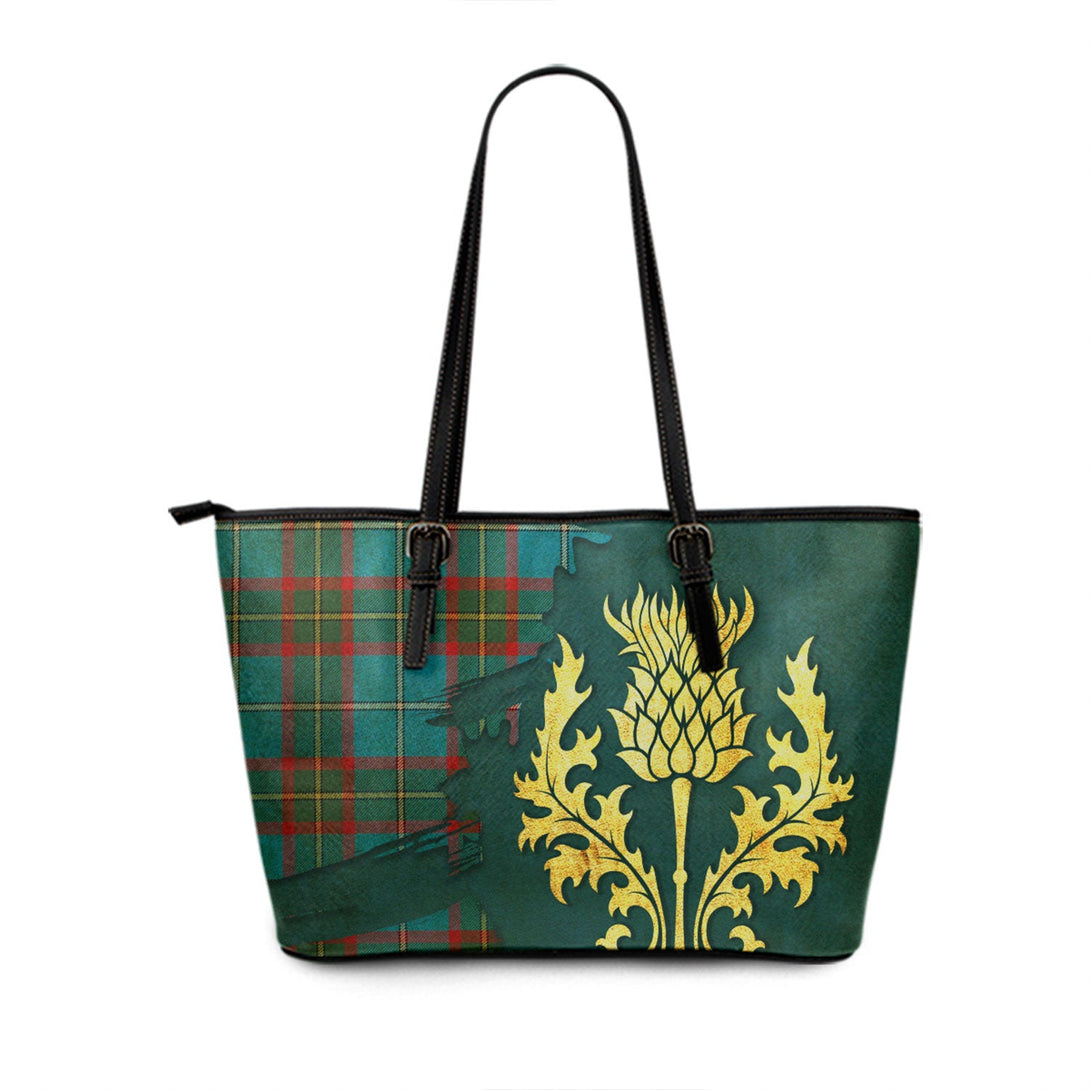 Caskie 2 Modern Tartan Leather Tote Bag Thistle Oldest Style