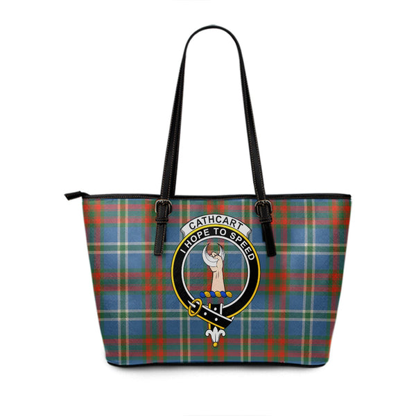 Cathcart Ancient Clan Badge Tartan Leather Tote Bag