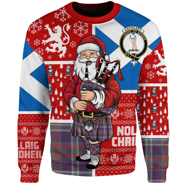 Cathcart Weathered Clan Badge Tartan Sweatshirt Scotland Christmas Santa