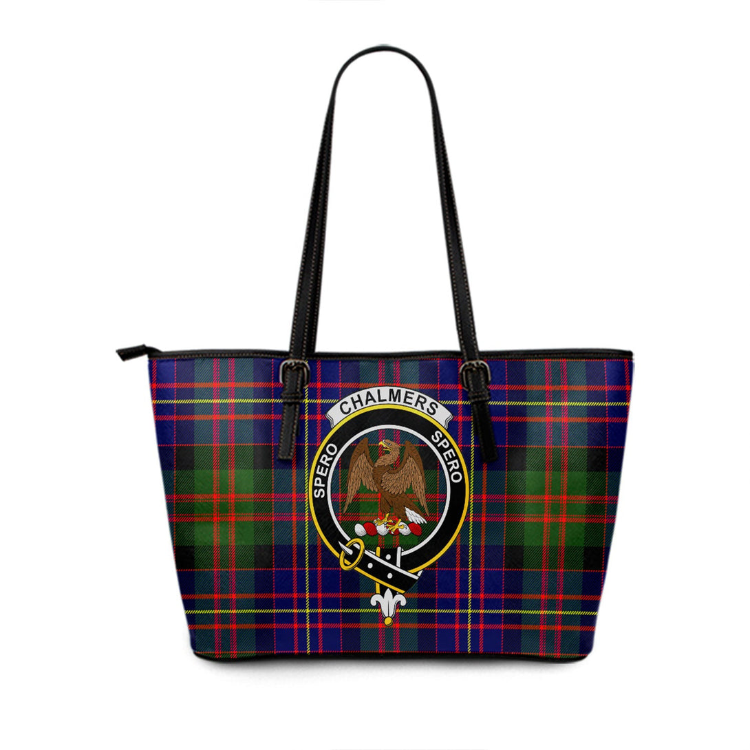 Chalmers Modern Clan Badge Tartan Leather Tote Bag