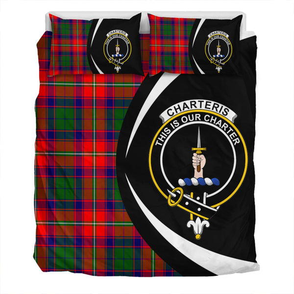 Charteris District Clan Badge Tartan Bedding Set Circle Style