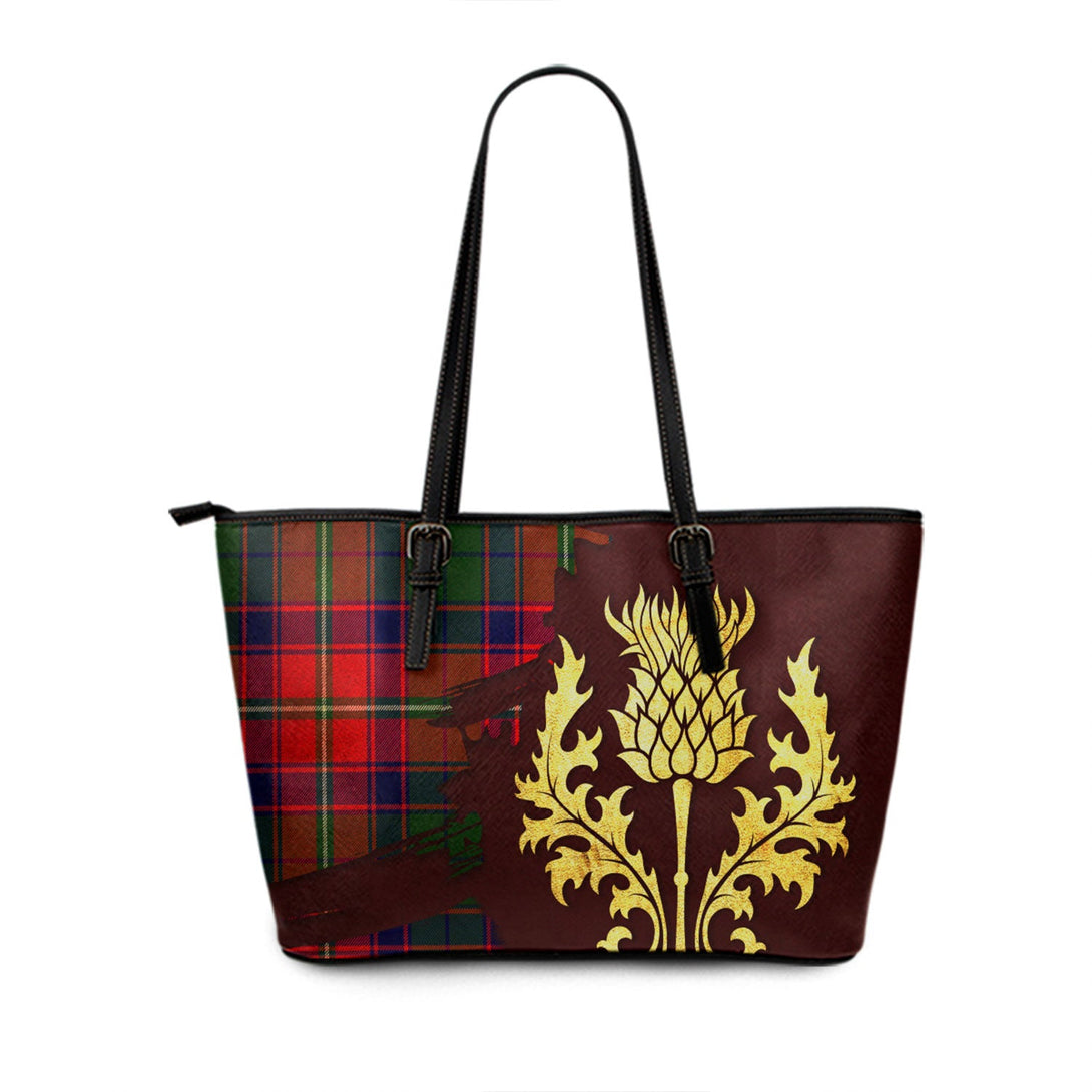 Charteris District Tartan Leather Tote Bag Thistle Oldest Style