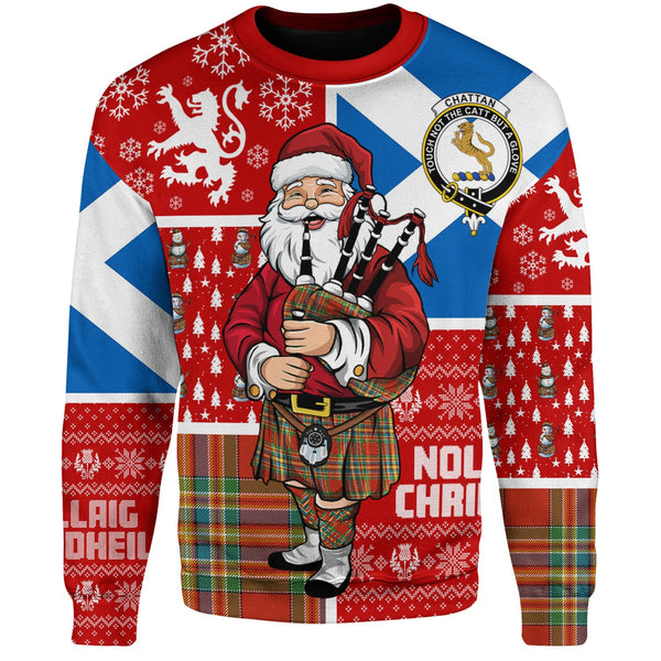 Chattan Ancient Clan Badge Tartan Sweatshirt Scotland Christmas Santa