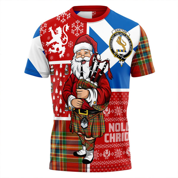 Chattan Ancient Clan Badge Tartan T-Shirt Scotland Christmas Santa