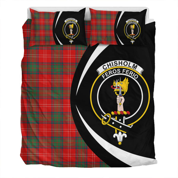 Chisholm Modern Clan Badge Tartan Bedding Set Circle Style