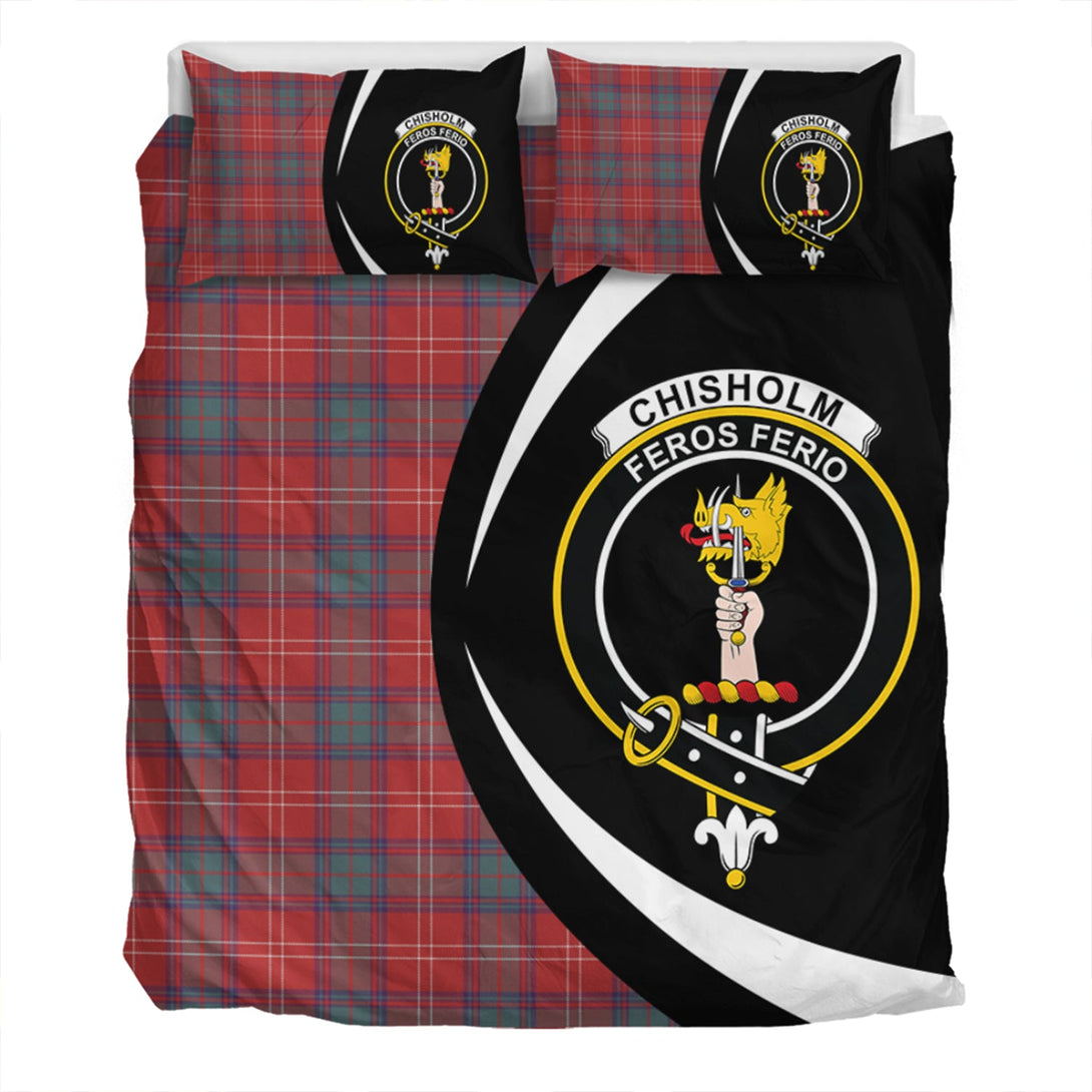 Chisholm Weathered Clan Badge Tartan Bedding Set Circle Style