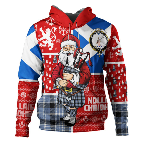 Clark Ancient Clan Badge Tartan Hoodie Scotland Christmas Santa