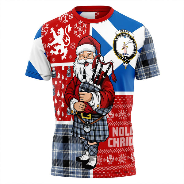 Clark Ancient Clan Badge Tartan T-Shirt Scotland Christmas Santa