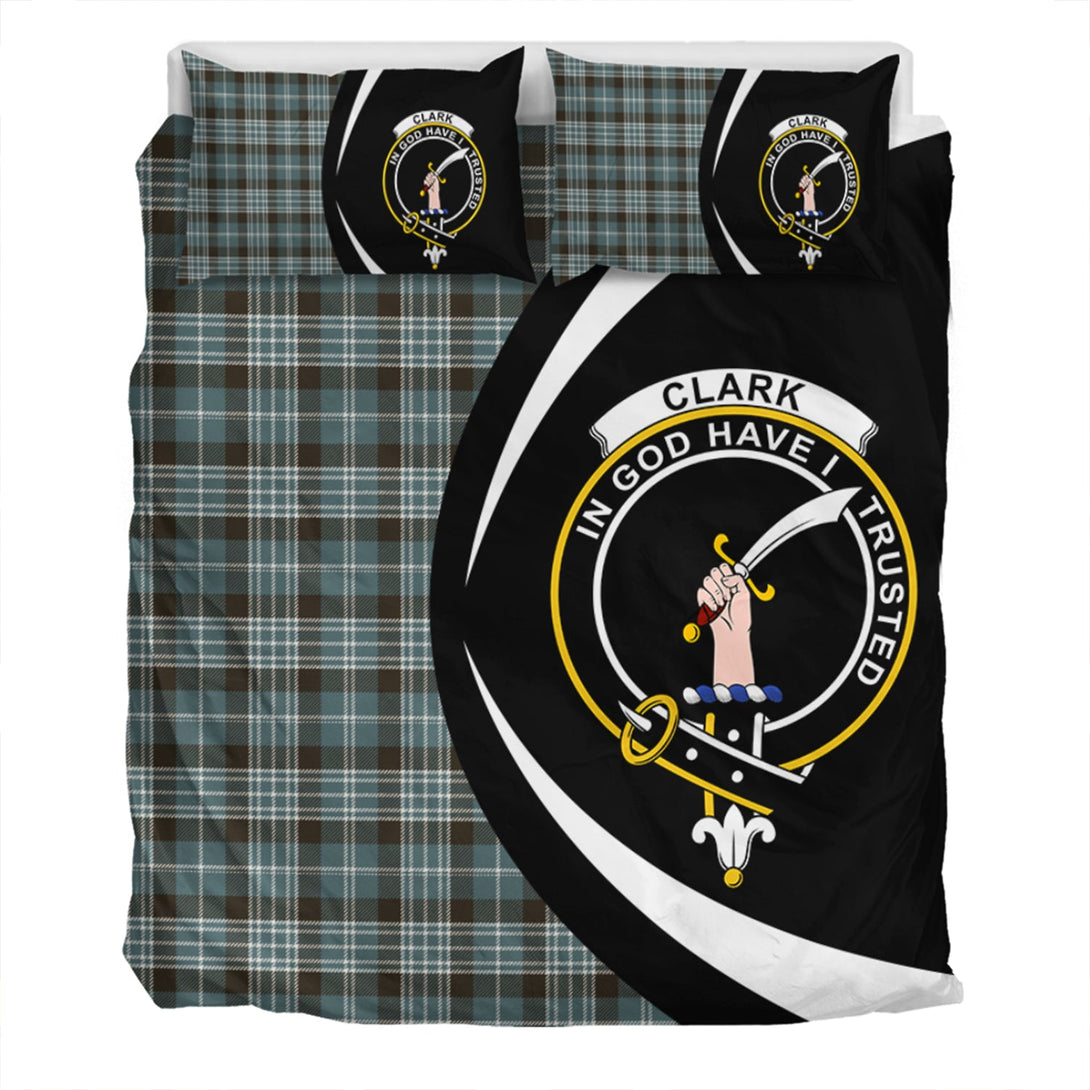 Clark Weathered Clan Badge Tartan Bedding Set Circle Style