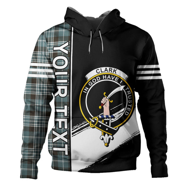 Clark Weathered Clan Badge Tartan Hoodie Quarter Style Personalized