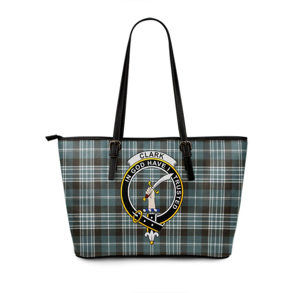 Clark Weathered Clan Badge Tartan Leather Tote Bag