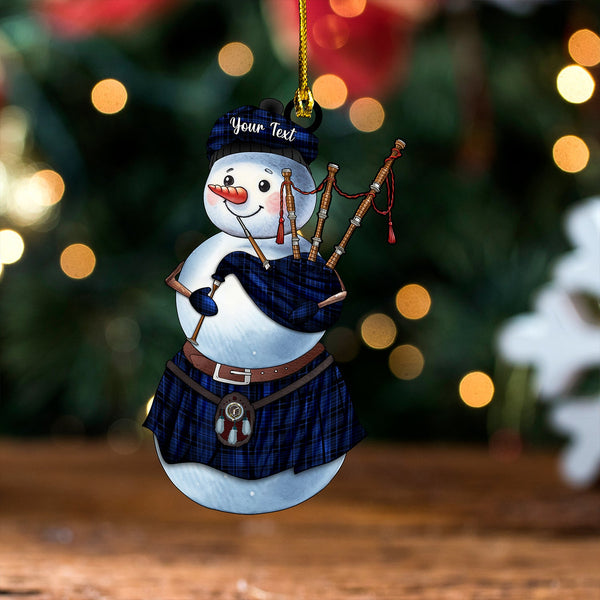 Clark (Clergy) Modern Clan Badge Tartan Wood Acrylic Ornament Snowman Bagpipe Personalized