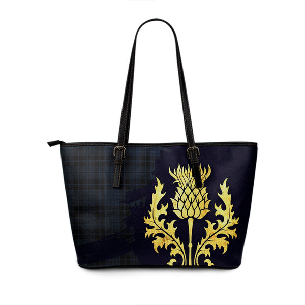 Clark (Clergy) Modern Tartan Leather Tote Bag Thistle Oldest Style