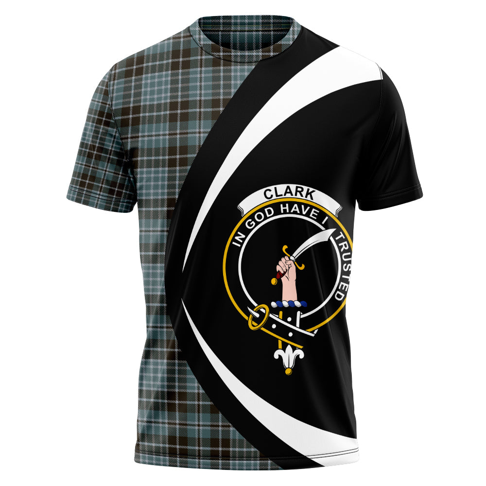 Clark (Clergy) Weathered Clan Badge Tartan T-Shirt Circle Style Personalized