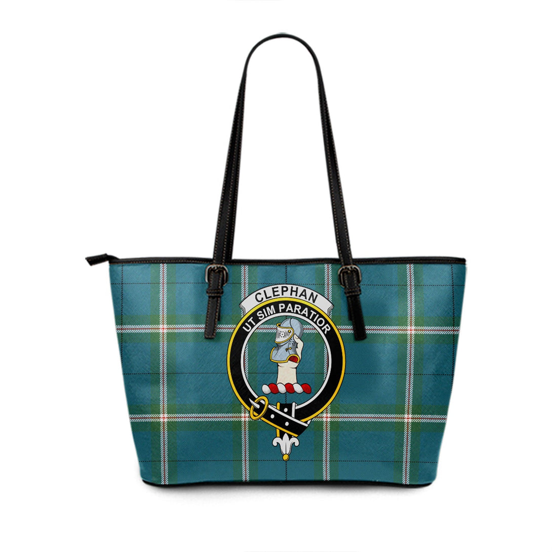 Cleland Ancient Clan Badge Tartan Leather Tote Bag