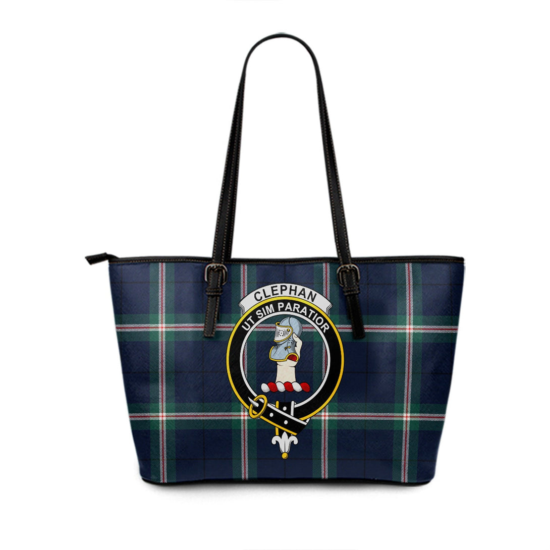 Cleland Modern Clan Badge Tartan Leather Tote Bag