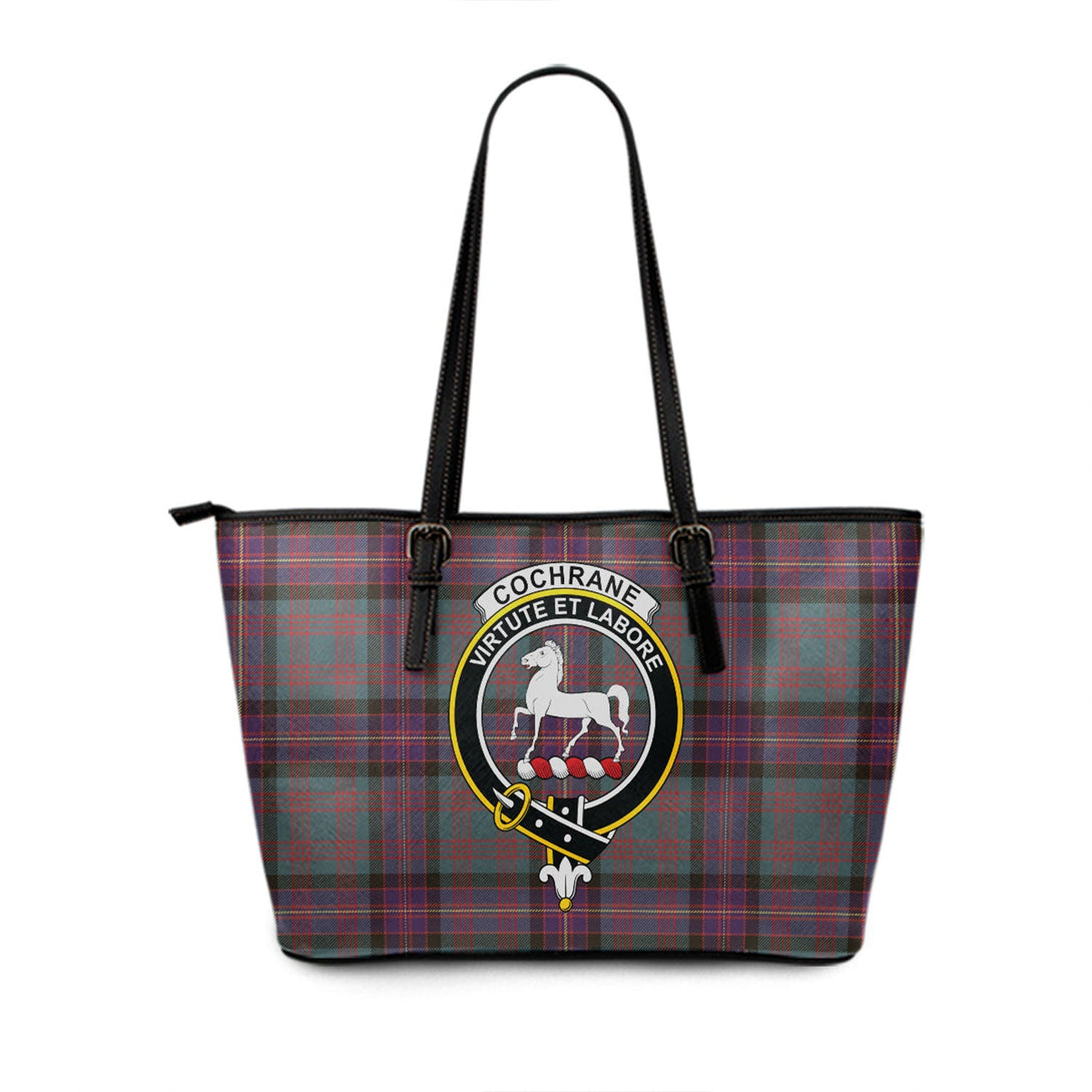 Cochrane (Cochran) Weathered Clan Badge Tartan Leather Tote Bag