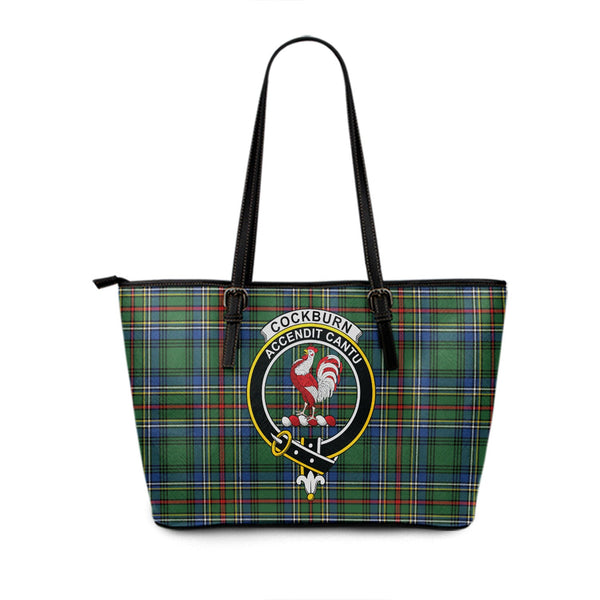 Cockburn (Coburn) Modern Clan Badge Tartan Leather Tote Bag