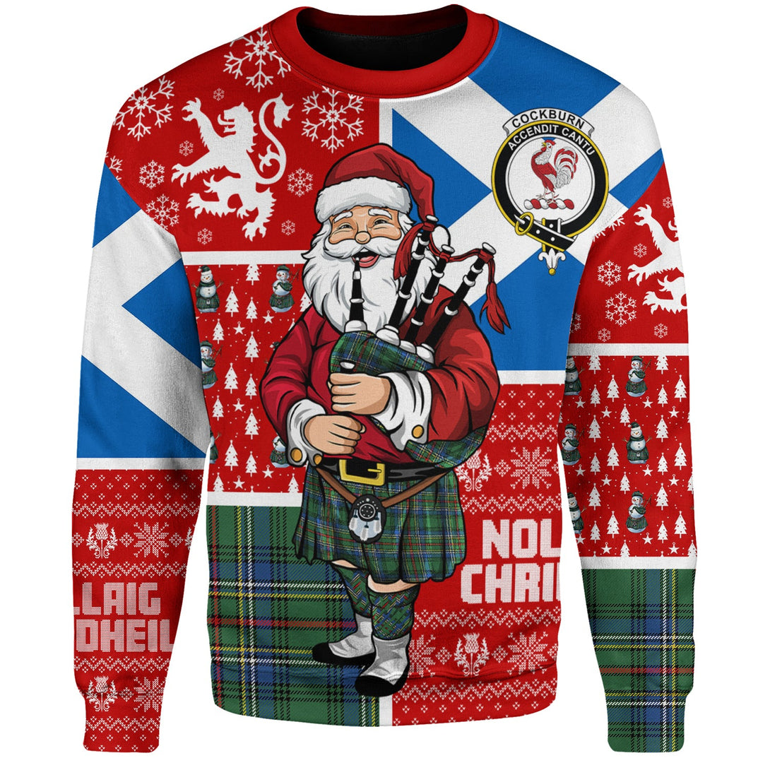 Cockburn (Coburn) Modern Clan Badge Tartan Sweatshirt Scotland Christmas Santa