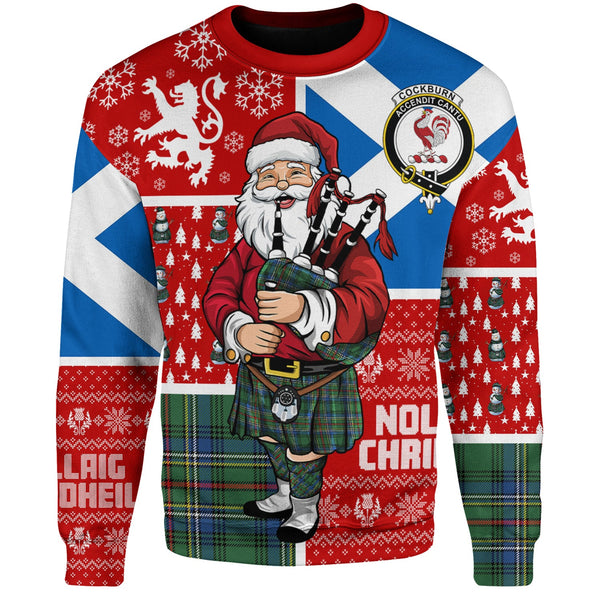 Cockburn (Coburn) Modern Clan Badge Tartan Sweatshirt Scotland Christmas Santa