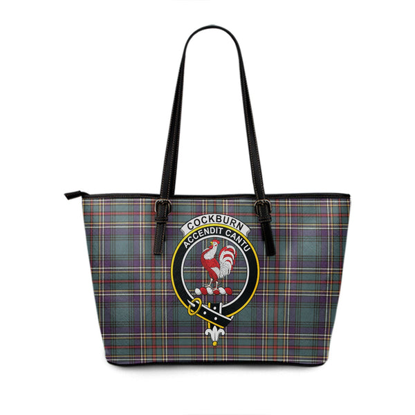 Cockburn (Coburn) Weathered Clan Badge Tartan Leather Tote Bag