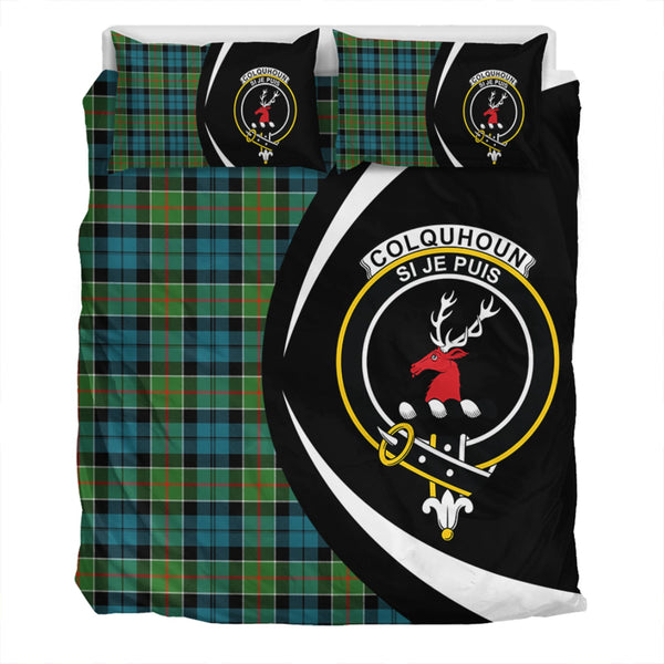 Colquhoun Ancient Clan Badge Tartan Bedding Set Circle Style