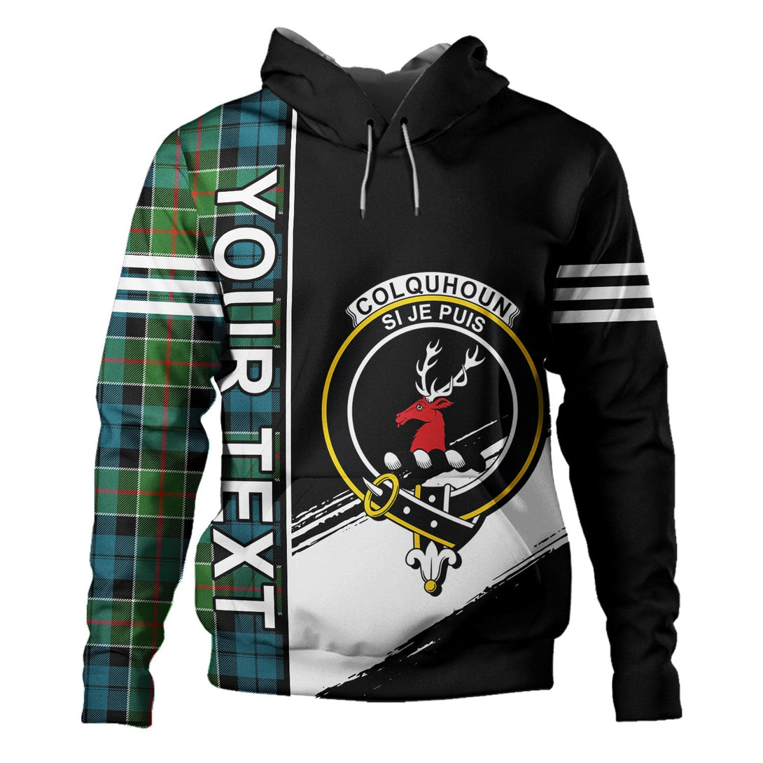 Colquhoun Ancient Clan Badge Tartan Hoodie Quarter Style Personalized