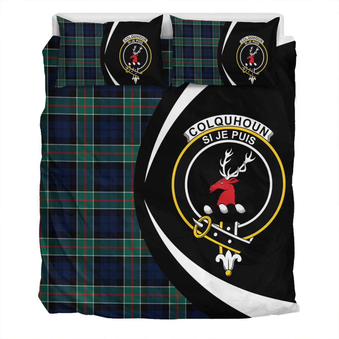 Colquhoun Modern Clan Badge Tartan Bedding Set Circle Style