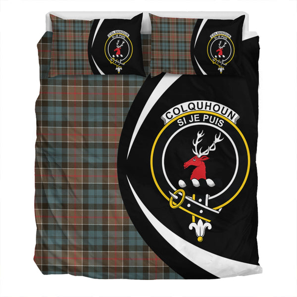 Colquhoun Weathered Clan Badge Tartan Bedding Set Circle Style