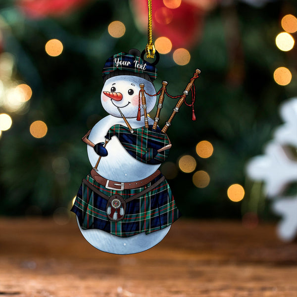 Colquhoun (Cowans) Modern Clan Badge Tartan Wood Acrylic Ornament Snowman Bagpipe Personalized