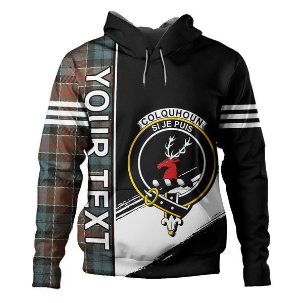 Colquhoun (Cowans) Weathered Clan Badge Tartan Hoodie Quarter Style Personalized