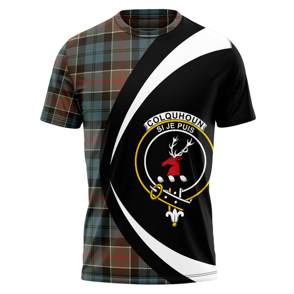 Colquhoun (Cowans) Weathered Clan Badge Tartan T-Shirt Circle Style Personalized