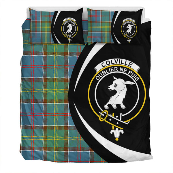 Colville District Clan Badge Tartan Bedding Set Circle Style